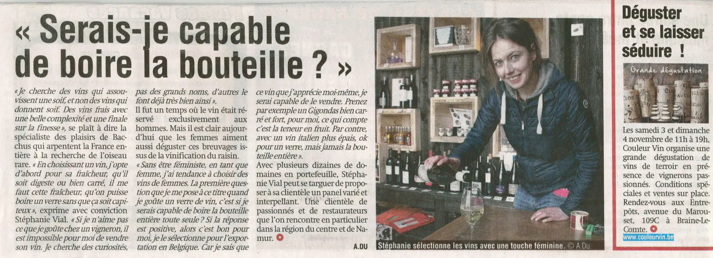 Article Sud Presse : Stéphanie, fondatrice de Couleur Vin